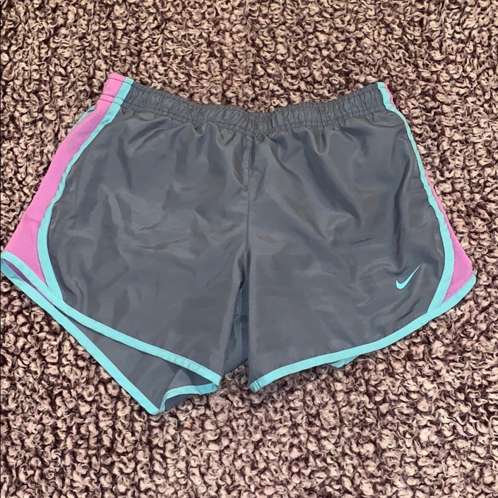 grey,blue,purple Nike shorts